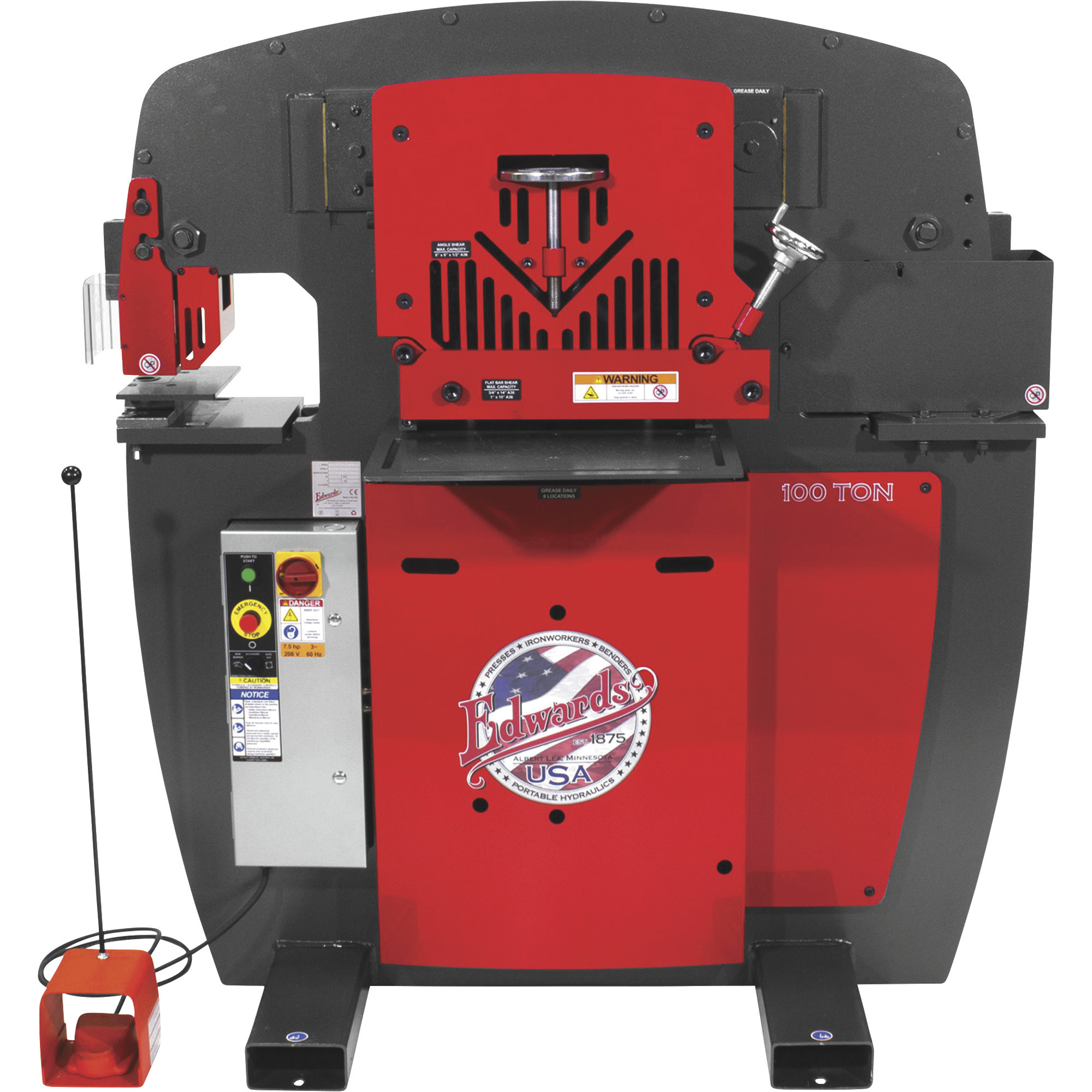 Edwards JAWS 100-Ton Ironworker with Accessory Pack, Single Phase, 230 Volt, Model# IW100-1P230-AC700